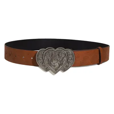 Brown Heart Buckle Belt for Women Men