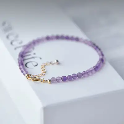 Natural Amethyst Gem Bracelet Women Lightweight Small