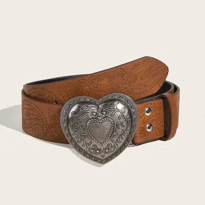 European American Style Hot Girl Belt with Heart Buckle