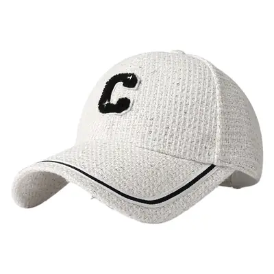 Women's C-Embossed Baseball Cap Small White