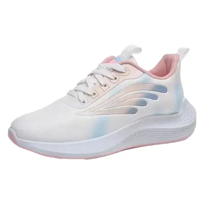 Women's Pink & White Woven Mesh Casual Shoes