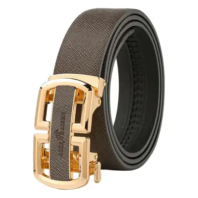 New Men's Leather Belt with Gold Buckle