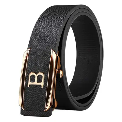 Men's Black Automatic Buckle Leather Belt