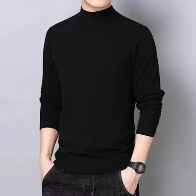 Men's Brown Velvet Turtleneck Sweatshirt