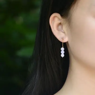 Long White Jade Earrings for Women S925 Silver