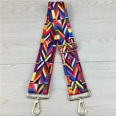 Colorful Geometric Crossbody Strap Adjustable Silver Buckle
