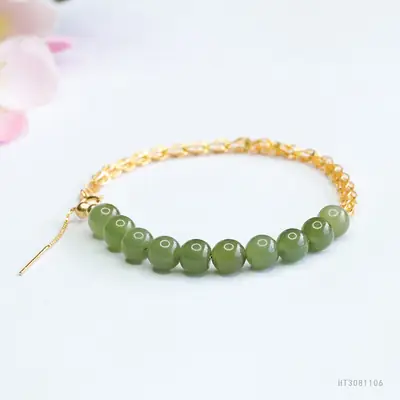 Guan Yu S925 Silver Inlaid Jade Bracelet Phoenix Tail