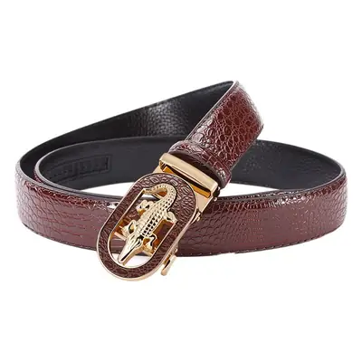 Men's Black Croc Leather Belt with Silver Buckle