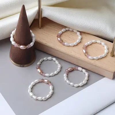 Natural Pearl Adjustable Ring for Women Men