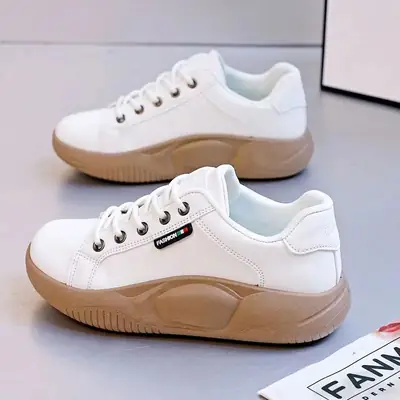 White Low-Top Casual Sneakers for Girls 2025