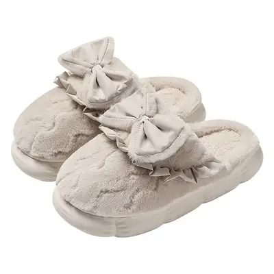 Women's Fleece Bow Slippers Winter Warm Non-Slip