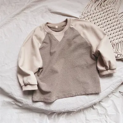 Kids Long Sleeve T-Shirt Brown Loose Fit Korean Style