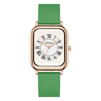 Oshga Square Watch Brown Silicone Waterproof Quartz