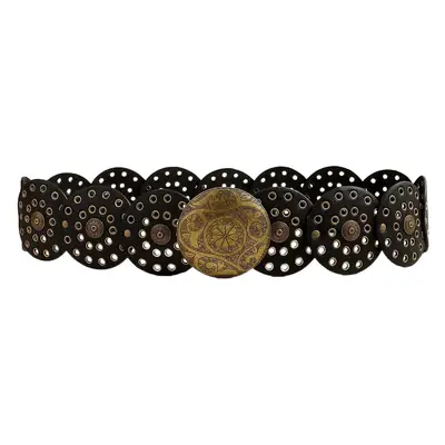 White Vintage Rivet Belt with Buckle