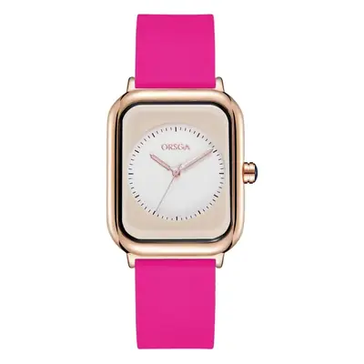 ORSGA Women's Rose Gold Watch with White Strap