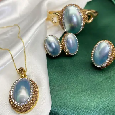 Natural Deep Sea Mabei Jewelry Set for Women