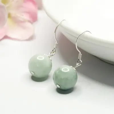 Guan Yu Jade Ear Hooks Silver Inlay Earrings Women