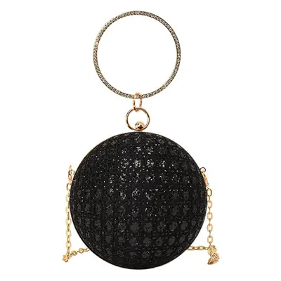 Golden Ball Chain Evening Bag with Bright Diamond Design