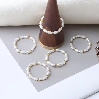 Elastic Pearl Bracelet Natural White Wholesale