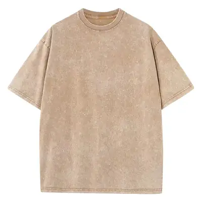 Men Purple Distressed Wash T-Shirt 230g