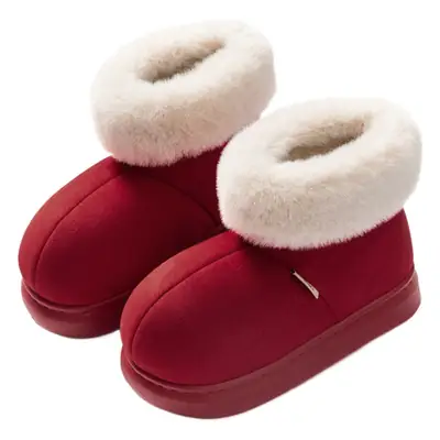 Warm Fleece Lined Women's High-Top Slippers Brown