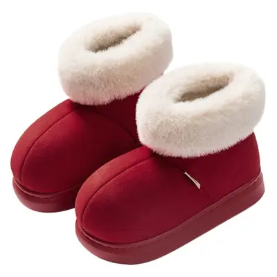 Women Winter Fleece Lined Slippers Beige Fleece Mouth