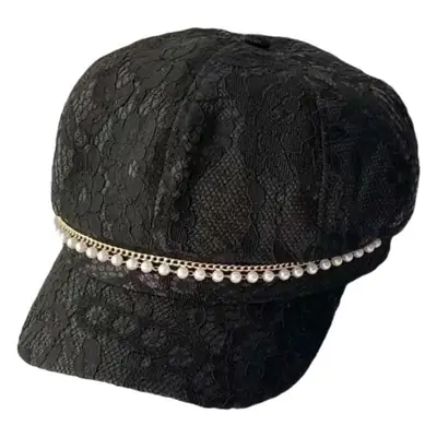 Women French Style Lace Hat with Rhinestones