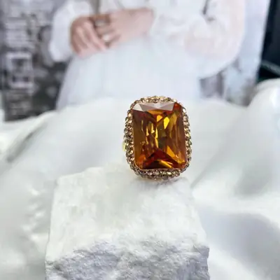 Retro Natural Sudan Stone Adjustable Ring