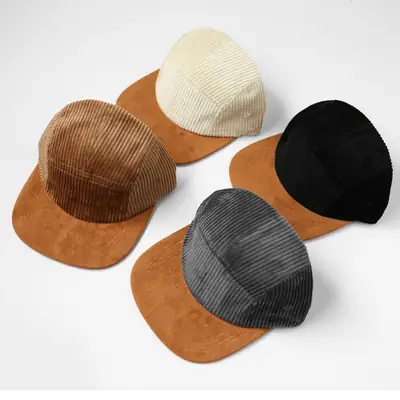 Men's Corduroy Flat Cap Brown Textured