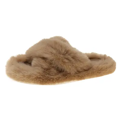 Internet celebrity plush slippers women's outdoor wear autumn and winter New Fashion ins home non-slip all-match flat cotton slippers