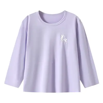 Children's White Long Sleeve T-Shirt with Deer Print