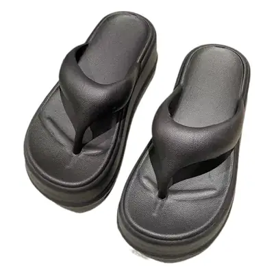 Women Black Platform Flip Flops Summer Comfort