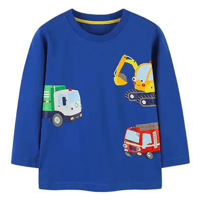 Baby Cartoon Print Long Sleeve T-Shirt Blue Boys Cotton