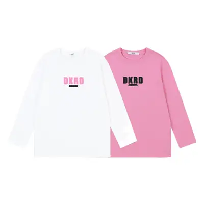 Girls White Long Sleeve T-Shirt with Pink Graphic Set