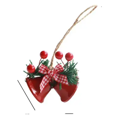 Double Horn Bell Window Christmas Tree Pendant Metal Decor 14cm