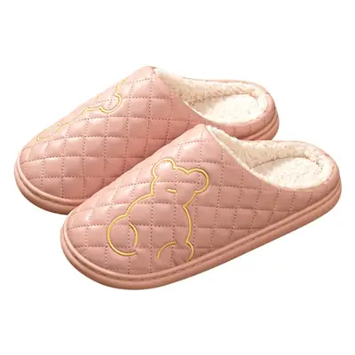 Women Cotton Pink Slippers Winter Warm Waterproof