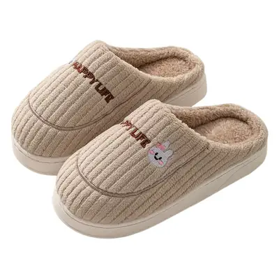 Winter Cotton Slippers Women Grey Warm Indoor Non-Slip