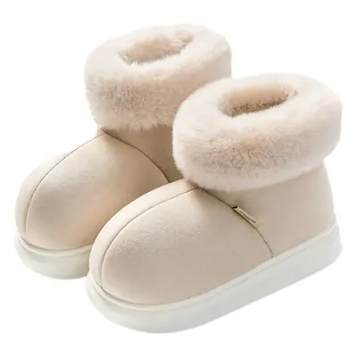 Thick-Soled Cotton Slippers for Women in Winter Fleece-Lined Indoor Home Bag and Postpartum Cotton Shoes with Large Wool Mouth to Heattech in Autumn and Winter