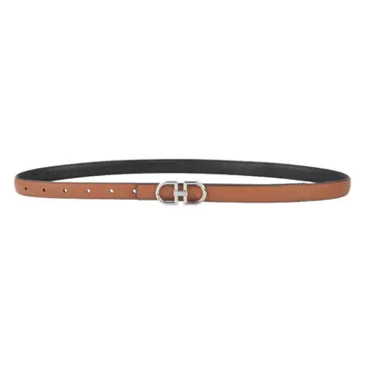Women's Black Cowhide Leather Belt with H Logo