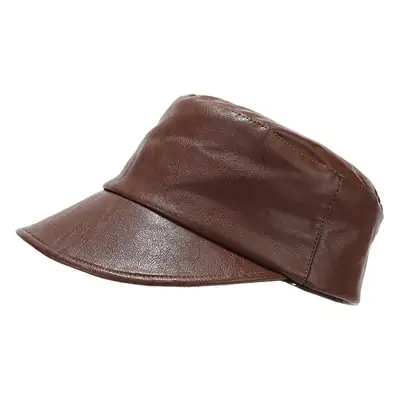 Women Winter PU Visor Hats Brown Black