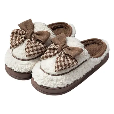 Women Winter Bow Slippers Warm Cotton Winter Indoor