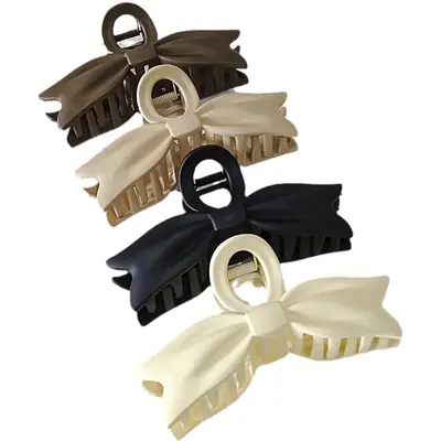 Women's Large Bow Hair Clip Matte Finish Solid Color