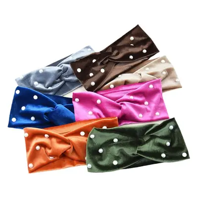 Pearl Velvet Cross Hair Bands Warm Ear Protection