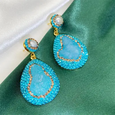 Natural Aquamarine Women's Earrings Set