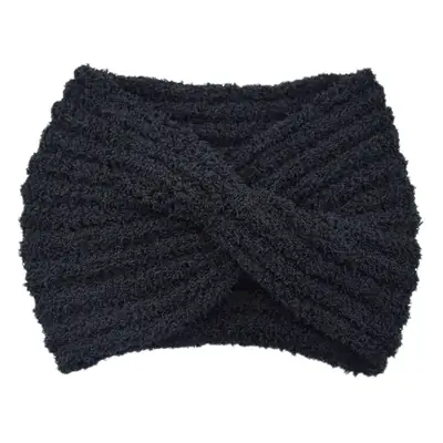 Black Knitted Wide Edge Headband for Women