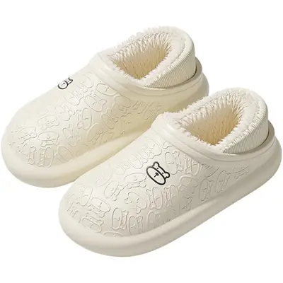 Women's Black Stuffed Slipper with Thick Sole