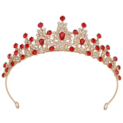 Colorful Horse Eye Bridal Crown Headdress Gold
