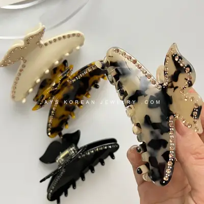 Aiise French Acetate Star Clip with Diamond Shark Back