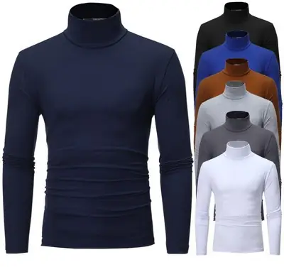 Men's Royal Blue Turtleneck Long Sleeve T-Shirt