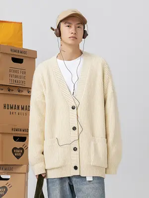 Thick Knit Cardigan Sweater Brown Autumn Winter Couple